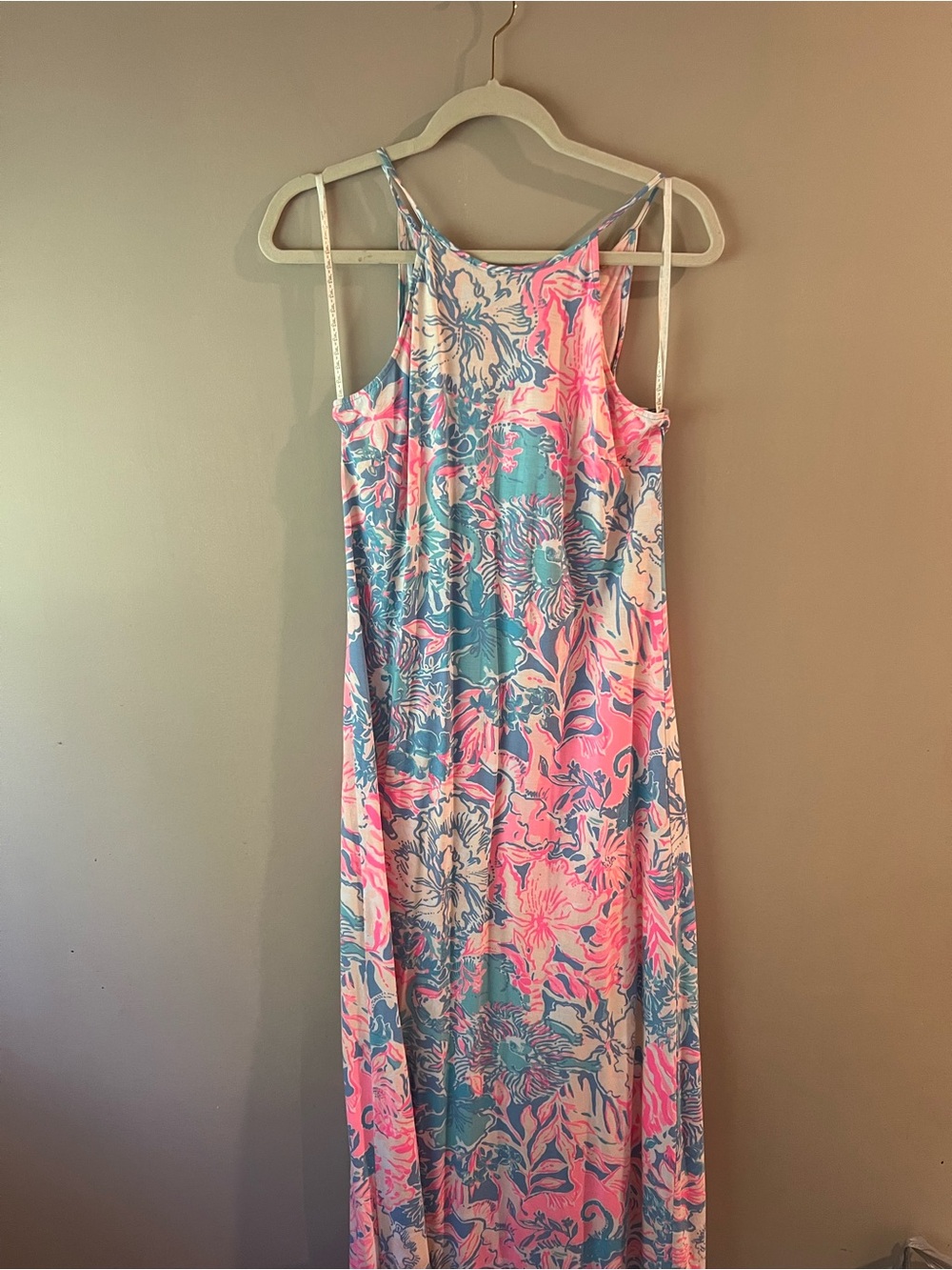 Lilly Pulitzer Pink & Blue Floral Margot Maxi Dress Viva La Lilly